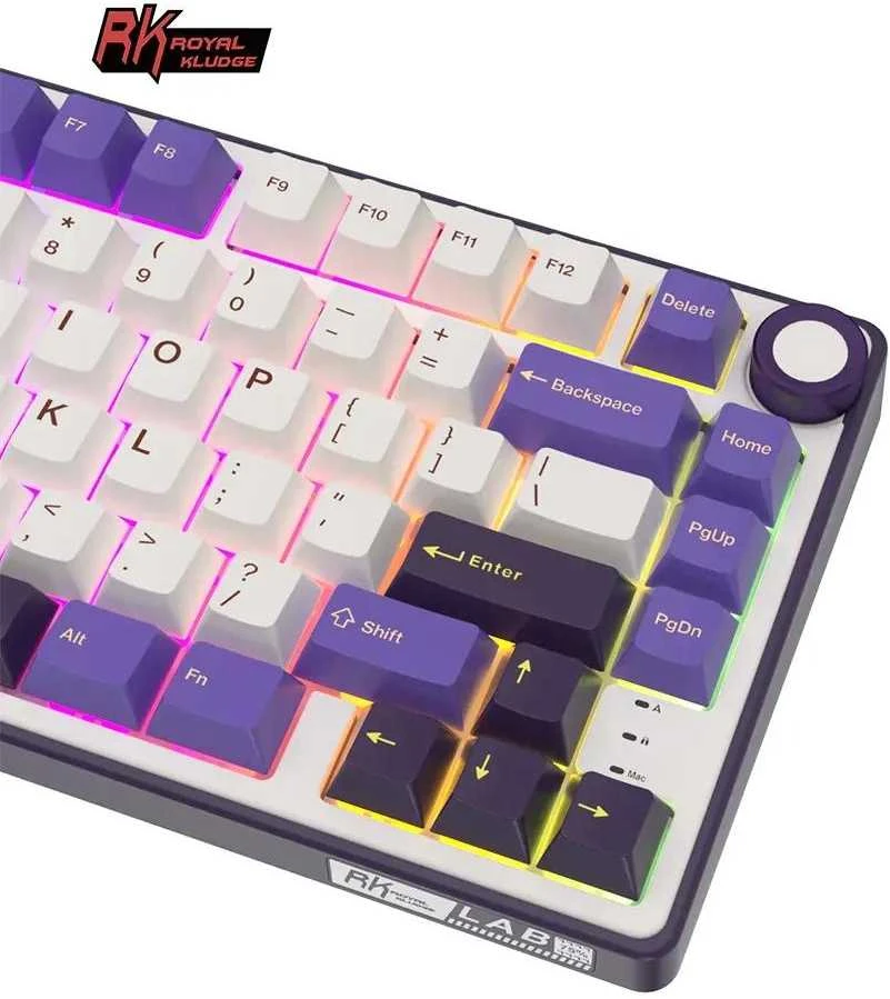 Royal Kludge RK R75 RGB Blackberry laidinė klaviatūra | 75%, Hot-swap, Sidabrinis switches, US