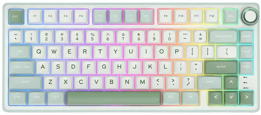 Royal Kludge RK R75 Sidabrinis Switches Skycyan Žaidimų klaviatūra baltos spalvos