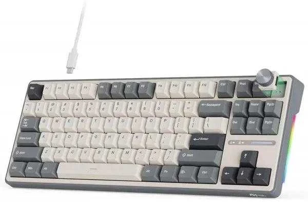 Royal Kludge RK R87 Pro - US išdėstymas - Chartreuse Switches - Pilkas (Pilka) Žaidimų Klaviatūra