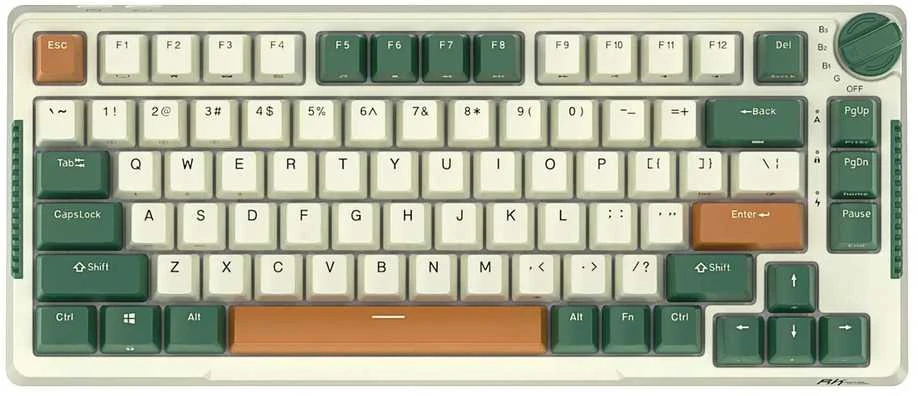 Royal Kludge RK H81 - US išdėstymas - Hot-Swappable Brown Switches - Timing Machine (Žalia) Mechaninė Belaidė Žaidimų Klaviatūra