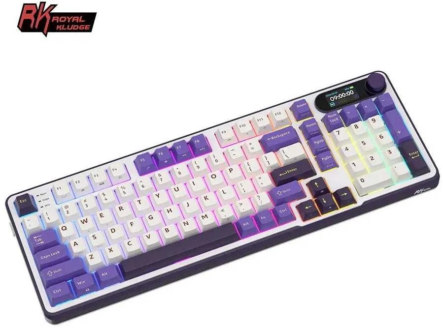 „Royal Kludge RK-S98 RGB Blackberry“ klaviatūra | 96%, karšto keitimo, žalios spalvos jungikliai, JAV