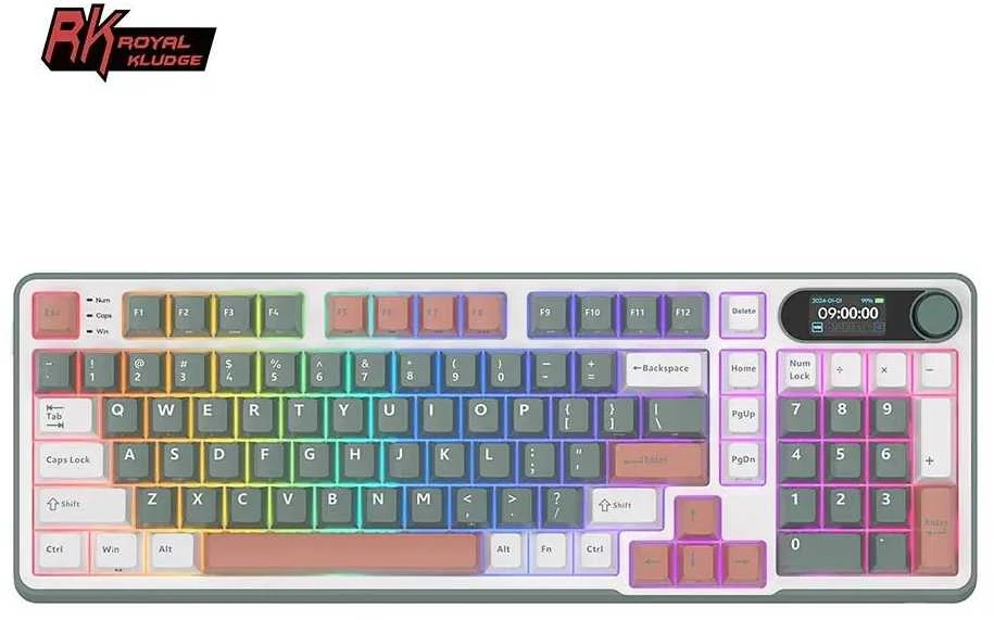 Royal Kludge RK-S98 Camping belaidė klaviatūra | 96%, Hot-swap, Chartreuse switches, US