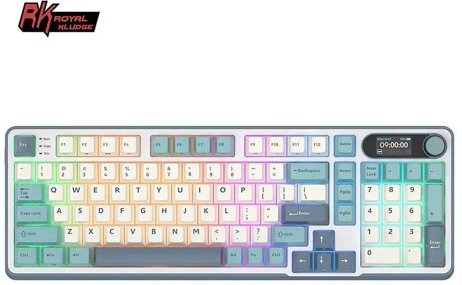 Royal Kludge RK-S98 Light Cloud belaidė klaviatūra | 96%, Hot-swap, Chartreuse switches, US