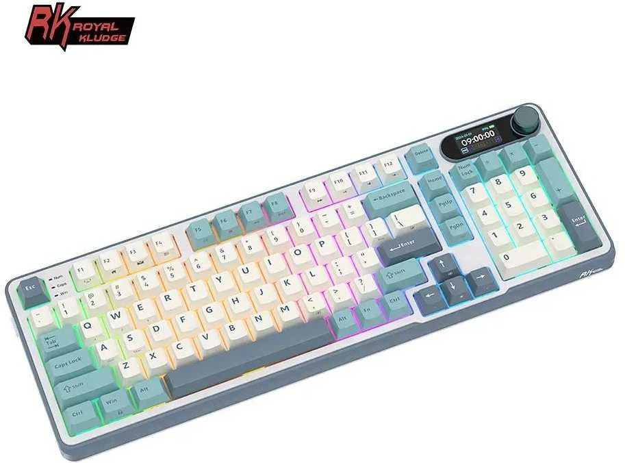 Royal Kludge RK-S98 Light Cloud belaidė klaviatūra | 96%, Hot-swap, Chartreuse switches, US
