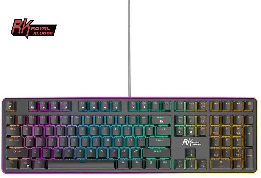Royal Kludge RK918 RGB juoda laidinė mechaninė klaviatūra | 100%, Brown switches, US