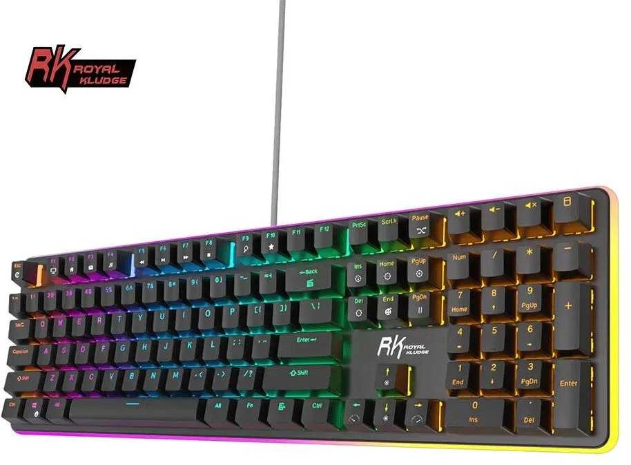 Royal Kludge RK918 RGB juoda laidinė mechaninė klaviatūra | 100%, Brown switches, US