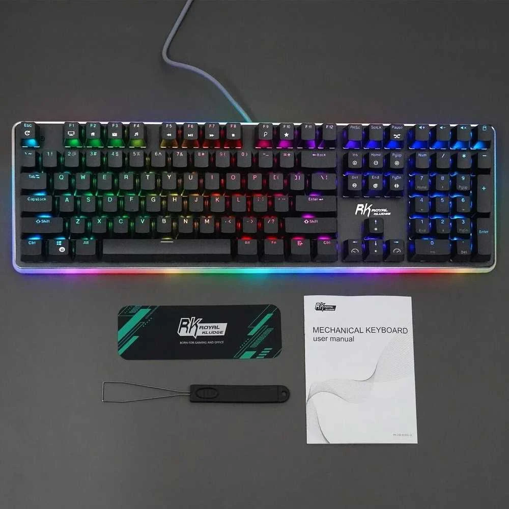 Royal Kludge RK918 RGB juoda laidinė mechaninė klaviatūra | 100%, Brown switches, US