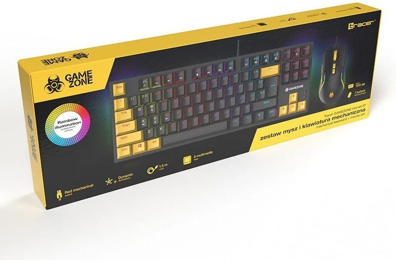 Rinkinys Klaviatūra su pele Tracer GameZone Hornet 87 su laidu juoda
