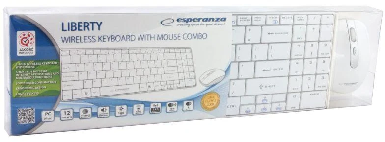 Belaidis rinkinys Esperanza EK122W Liberty USB klaviatūra ir pelė - balta