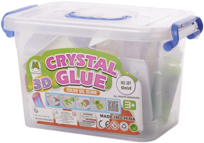 Ikonka Klej crystal glue slime 3D komplektas 26el.
