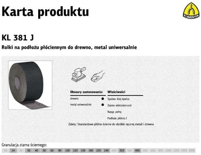 Płótno KLINGSPOR RITINIS ANT DROBĖS ATGALĖS KL381J 200mm STORIS 80MM (50m)