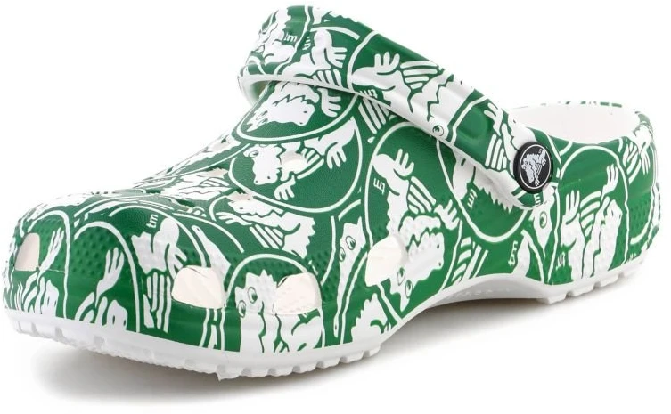 Klumpės Crocs Classic Duke Print, žalios ir baltos