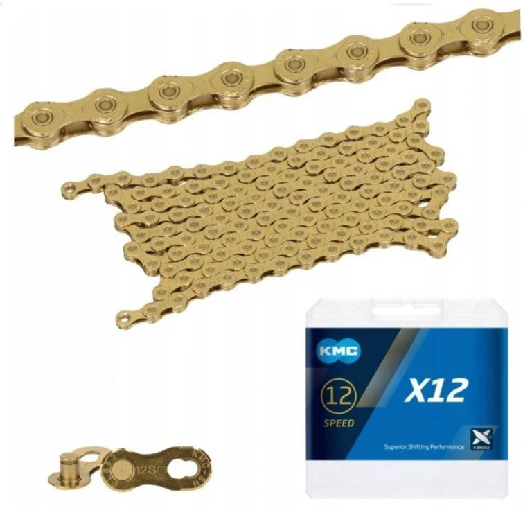 Grandinė KMC X12 Ti-N Gold 12 pavarų 126 jungčių Waxed