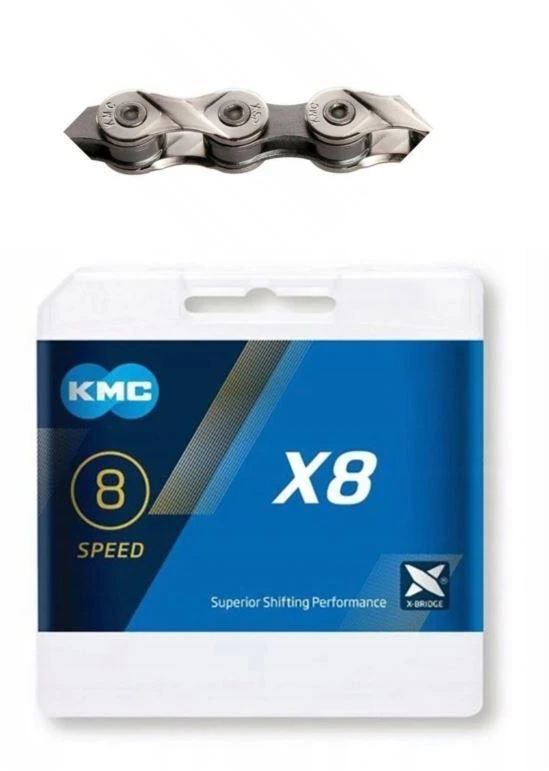 Grandinė KMC X8 Sidabrinis/Pilkas 8-greičių 114-links