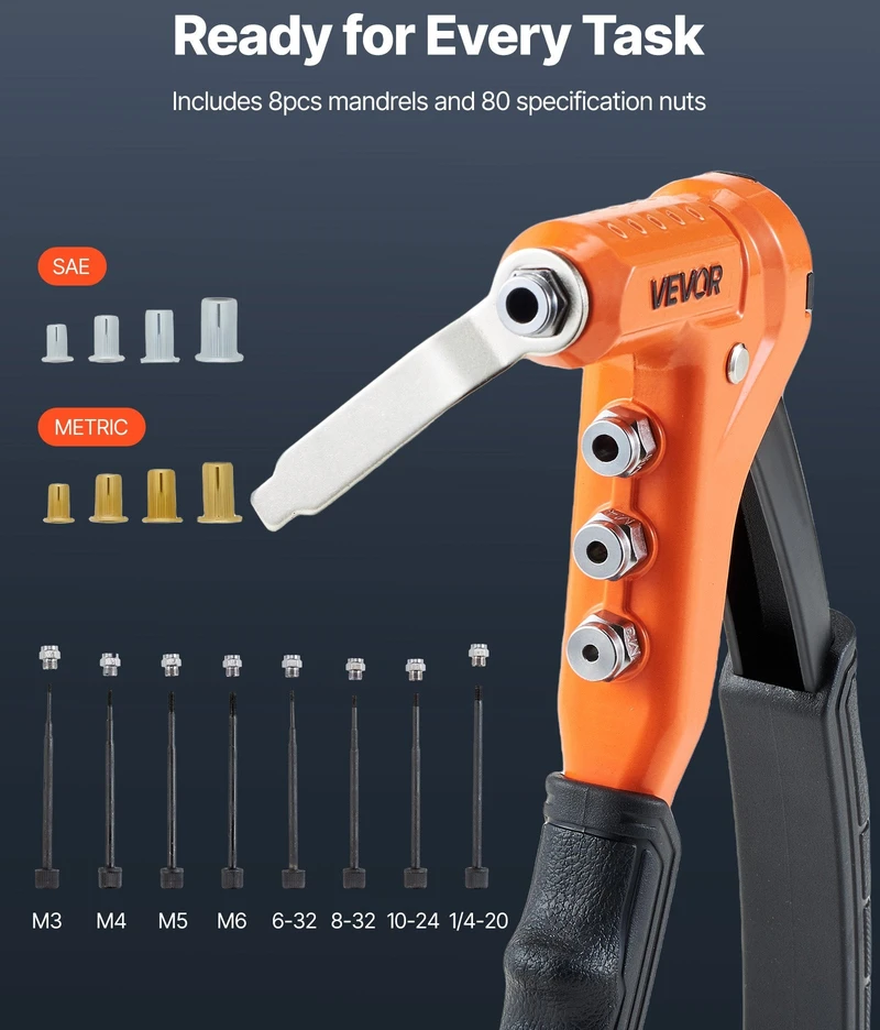 VEVOR Kniedinių veržlių įrankių rinkinys 230 mm