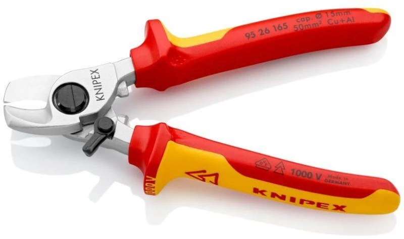 KNIPEX NOŻYCE IZOLOWANE 1000V DO CIĘCIA KABLI I PRZEWODÓW 165mm Fi15mm / 50mm2