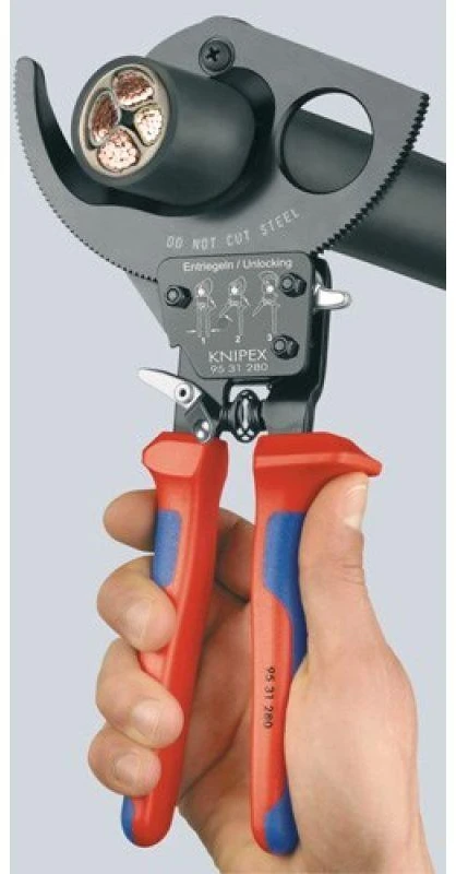 Kabelių kirpimo terkšlinės žirklės Ø32mm/240mm², Knipex