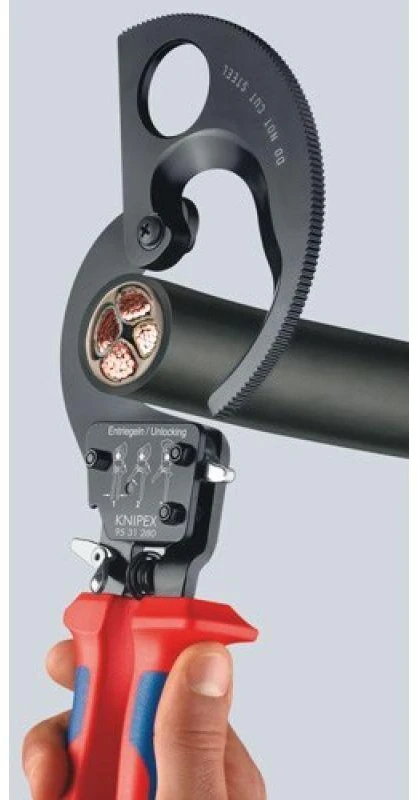 Kabelių kirpimo terkšlinės žirklės Ø32mm/240mm², Knipex