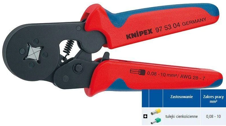 Laidų antgalių užspaudimo replės 0.08-10+16 mm², Knipex