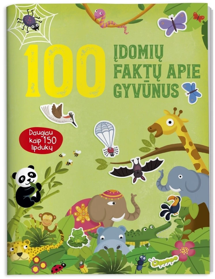 KNYGA 100 įdomių faktų apie gyvūnus. Daugiau nei 150 lipdukų.