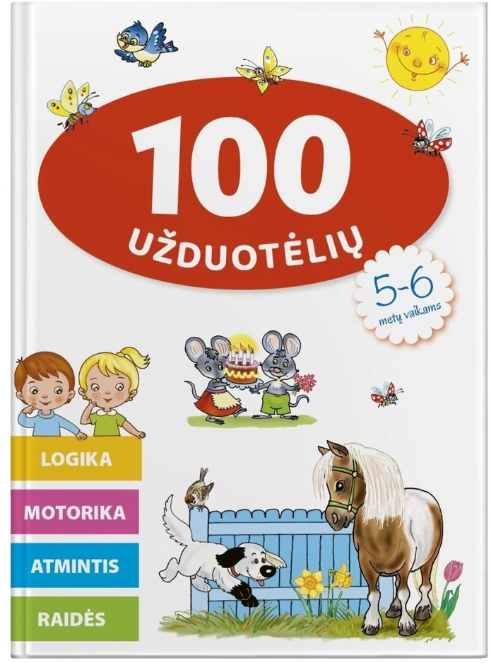 KNYGA 100 užduočių 5-6 metų vaikams. Logika, motorika, atmintis, raidės.