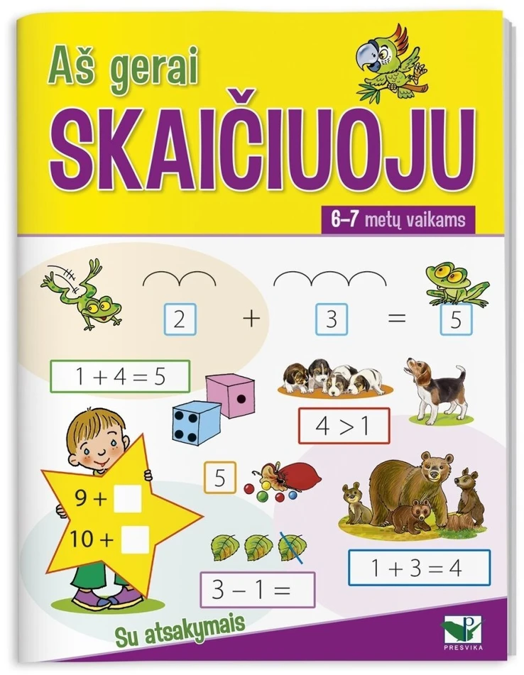 KNYGA Aš gerai skaičiuoju. 6-7 metų vaikams. Su atsakymais.