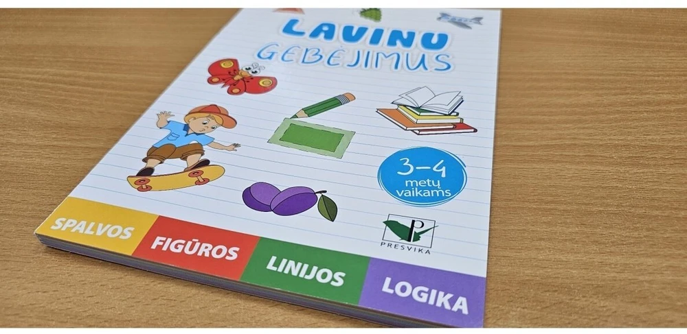 KNYGA Lavinu gebėjimus. 3-4 metų vaikams. Spalvos, formos, linijos, logika.