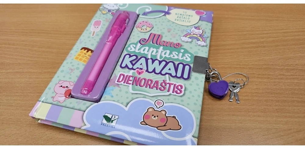 KNYGA Mano slaptasis KAWAII dienoraštis. Su nematomu rašalu ir linksmomis užduotimis.