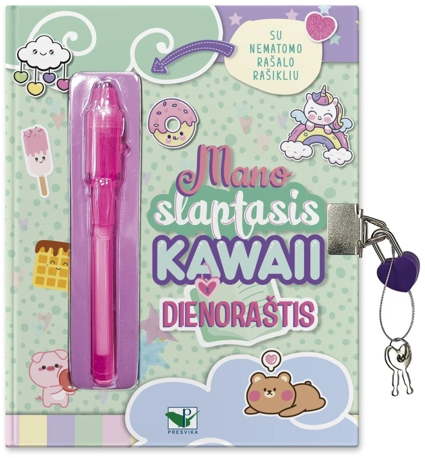 KNYGA Mano slaptasis KAWAII dienoraštis. Su nematomu rašalu ir linksmomis užduotimis.