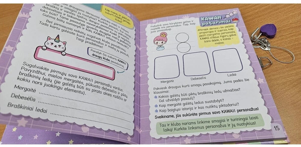 KNYGA Mano slaptasis KAWAII dienoraštis. Su nematomu rašalu ir linksmomis užduotimis.
