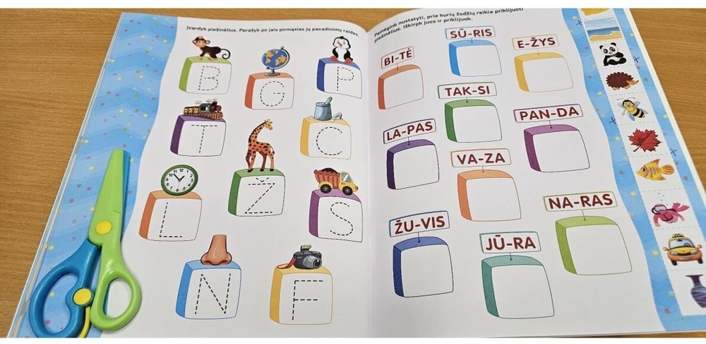 KNYGA Mokausi kirpti ir pažinti raides 4-5 metų vaikams, naudodama žirklutes.