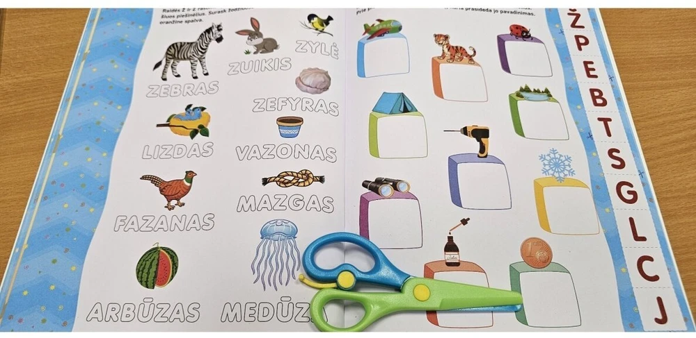 KNYGA Mokausi kirpti ir pažinti raides 4-5 metų vaikams, naudodama žirklutes.