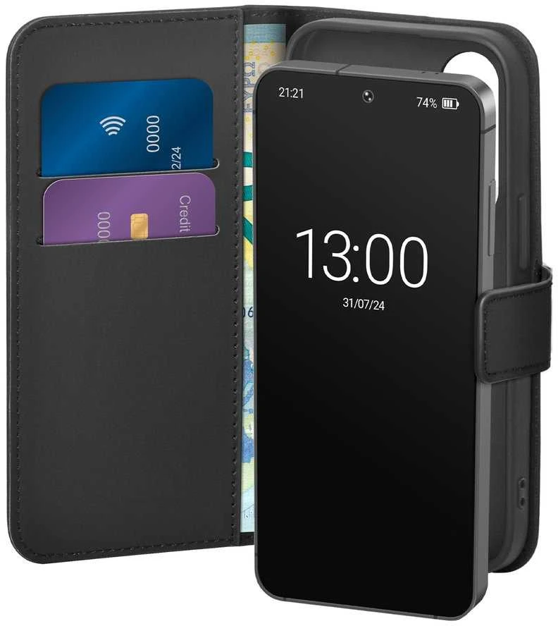 „Samsung Galaxy S26+“ ekologiškos odos piniginės dėklas, gamintojas Puro Juodas