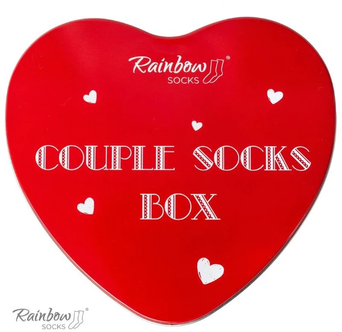 Kojinės COUPLE BOX 2 poros dėžutė Širdies vaivorykštės kojinės