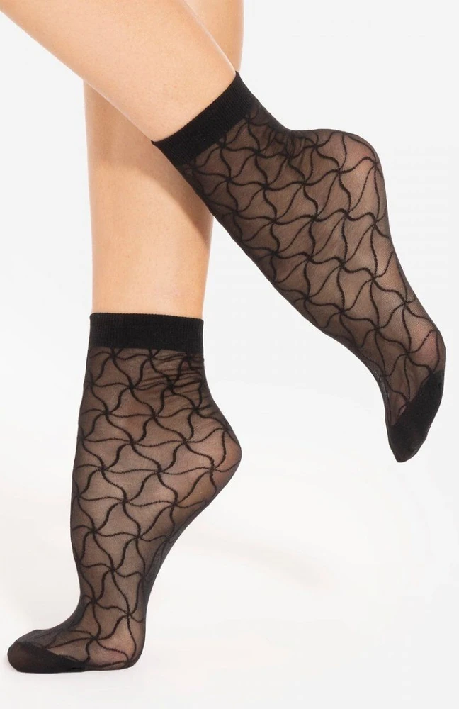 Kojinės moteriškos, ažūrinis raštas, poliamidas 89% TRENDY LINE