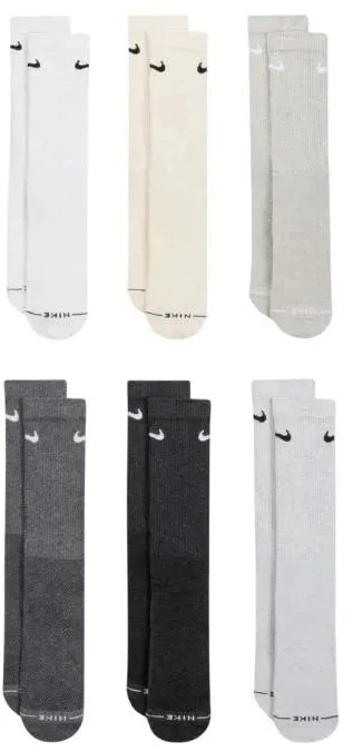 Kojinės Nike Everyday Elevated 6 poros, pilkos, kreminės spalvos HQ8021 904