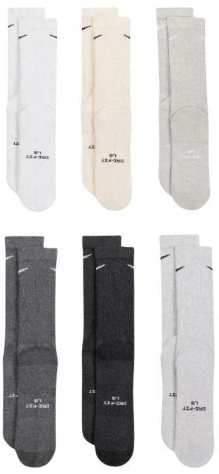 Kojinės Nike Everyday Elevated 6 poros, pilkos, kreminės spalvos HQ8021 904