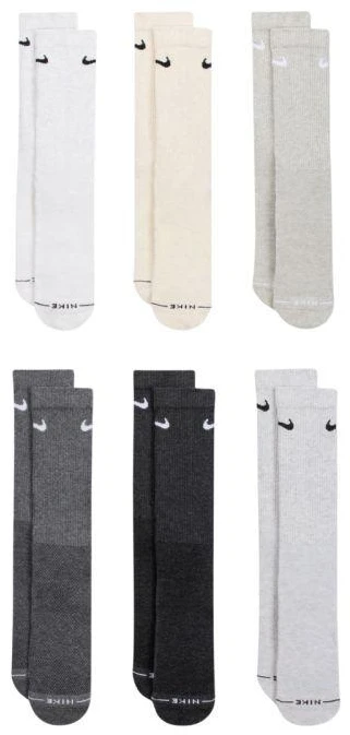 Kojinės Nike Everyday Elevated 6 poros, pilkos, kreminės spalvos HQ8021 904
