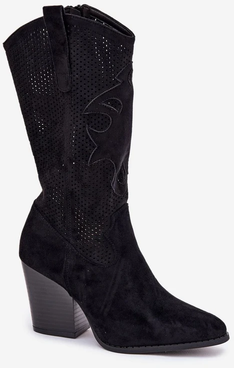Kojiniai aulinukai su kulnu juodi perforuoti