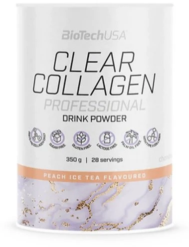 Koliažo gėrimo milteliai BioTech Clear Collagen Professional 350 g, persikų ledinės arbatos skonio