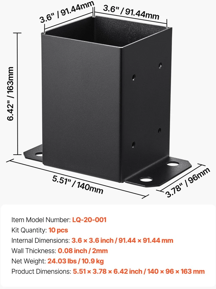 VEVOR 4x4 tvirtinimo bazių rinkinys 10 vnt