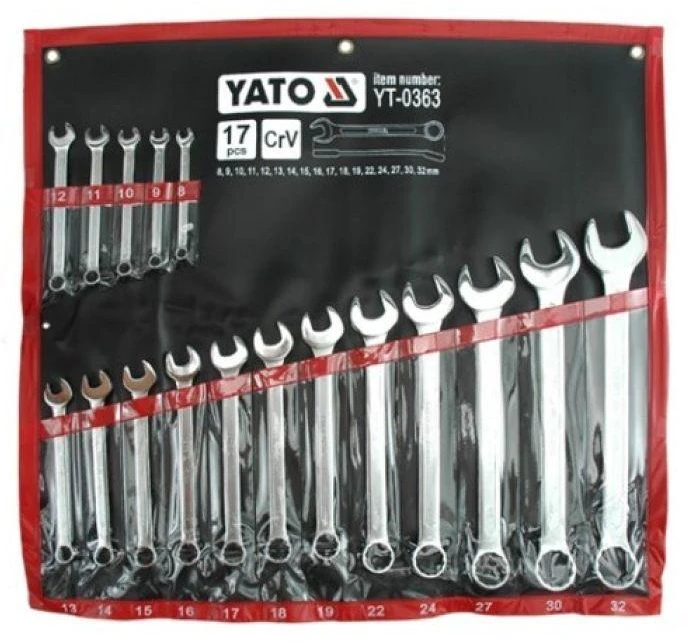 Kombinuotų veržliarakčių komplektas Yato YT-0363; 8-32 mm; 17 vnt.
