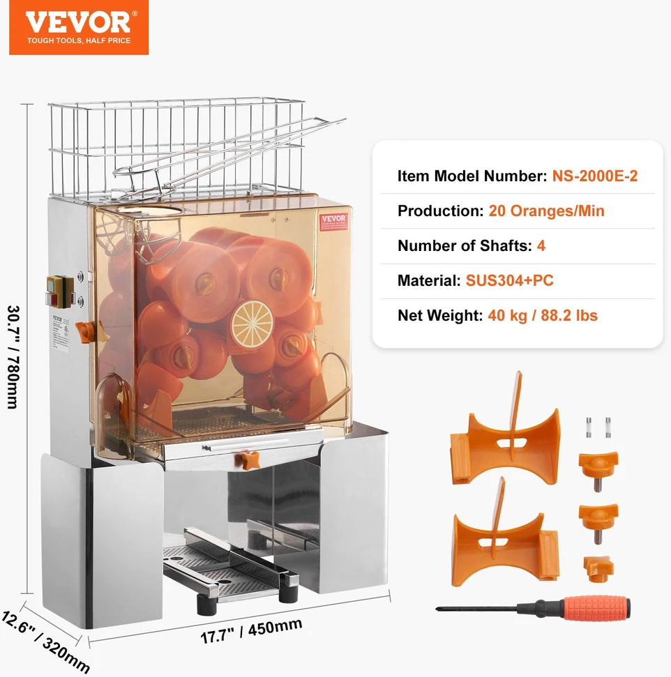 VEVOR Komerciška apelsinų sulčiaspaudė 120W