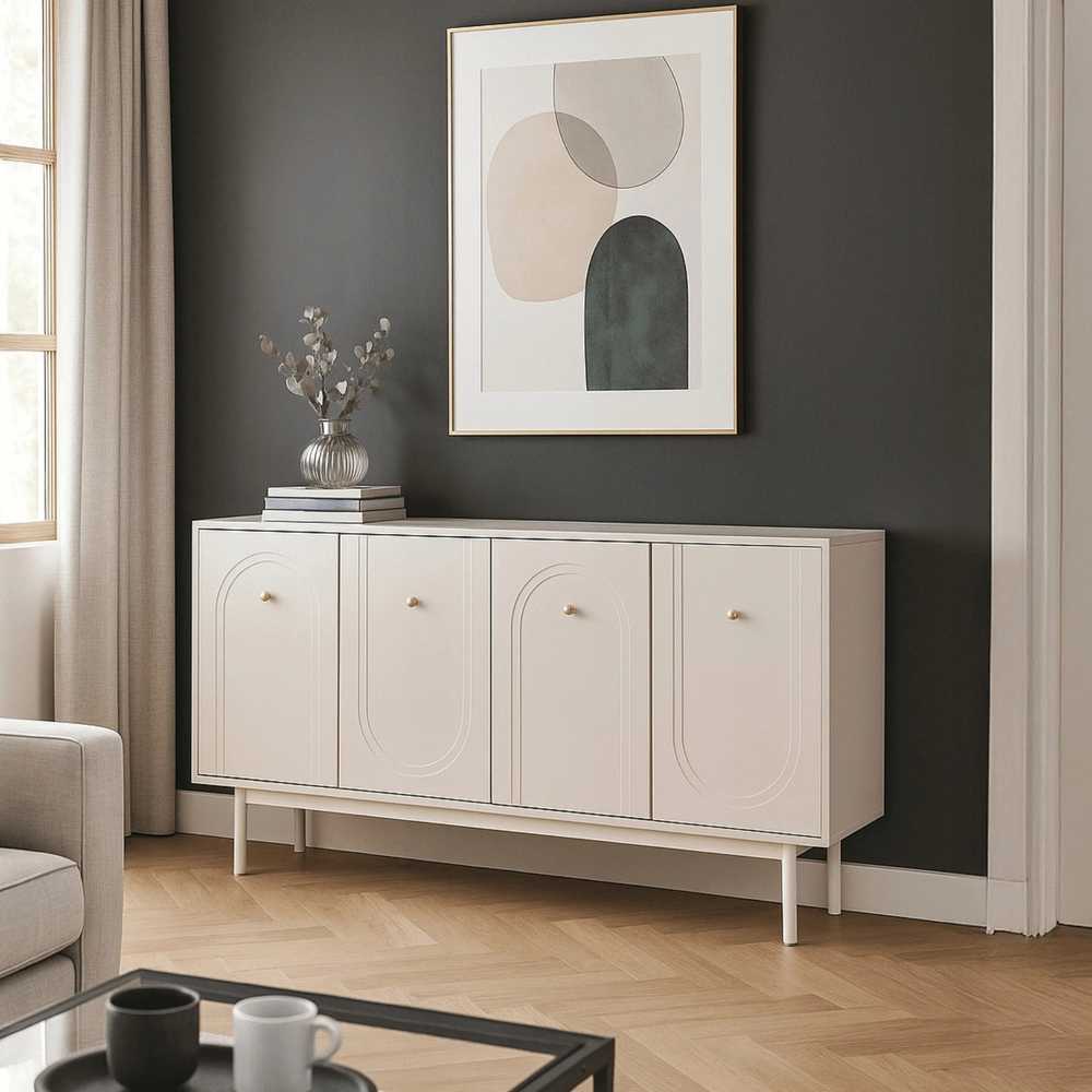 Mebel Elite Komoda MARLEN, 155 × 39 × 82 cm, kašmyro spalvos fasadais