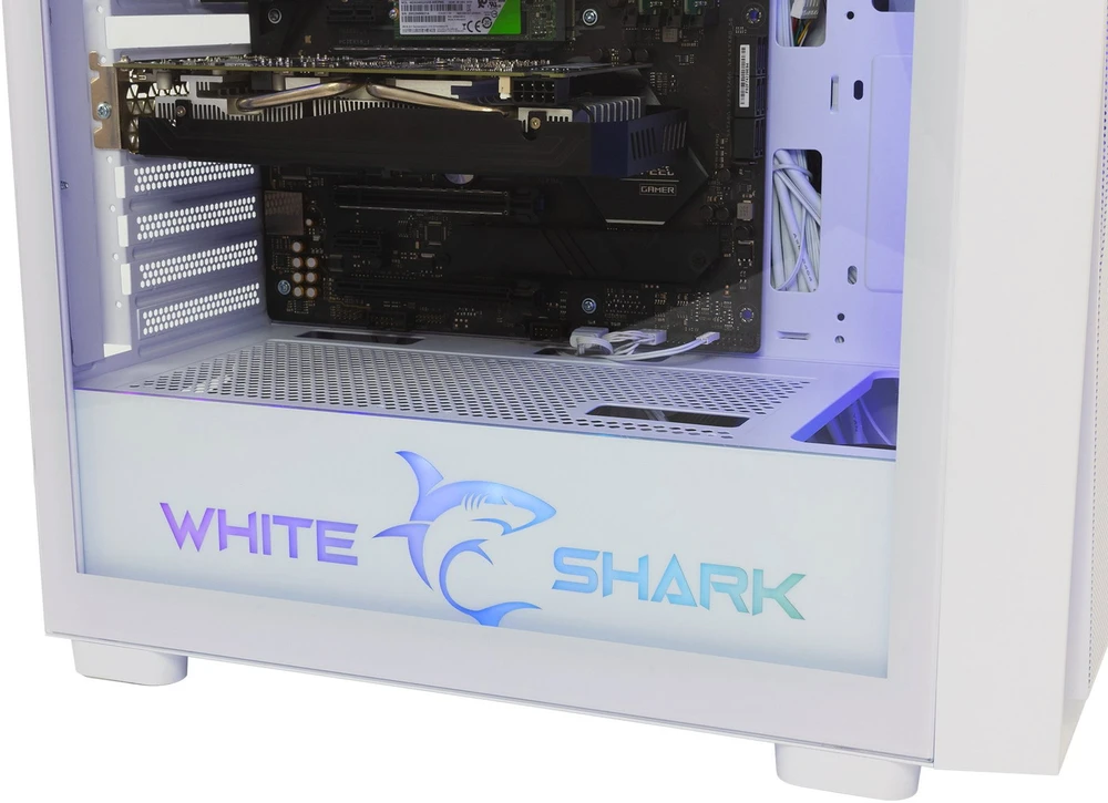 White Shark Kompiuterio korpusas su 4 RGB ventiliatoriais Baltas Shark Warhead-3, 12 cm, baltas