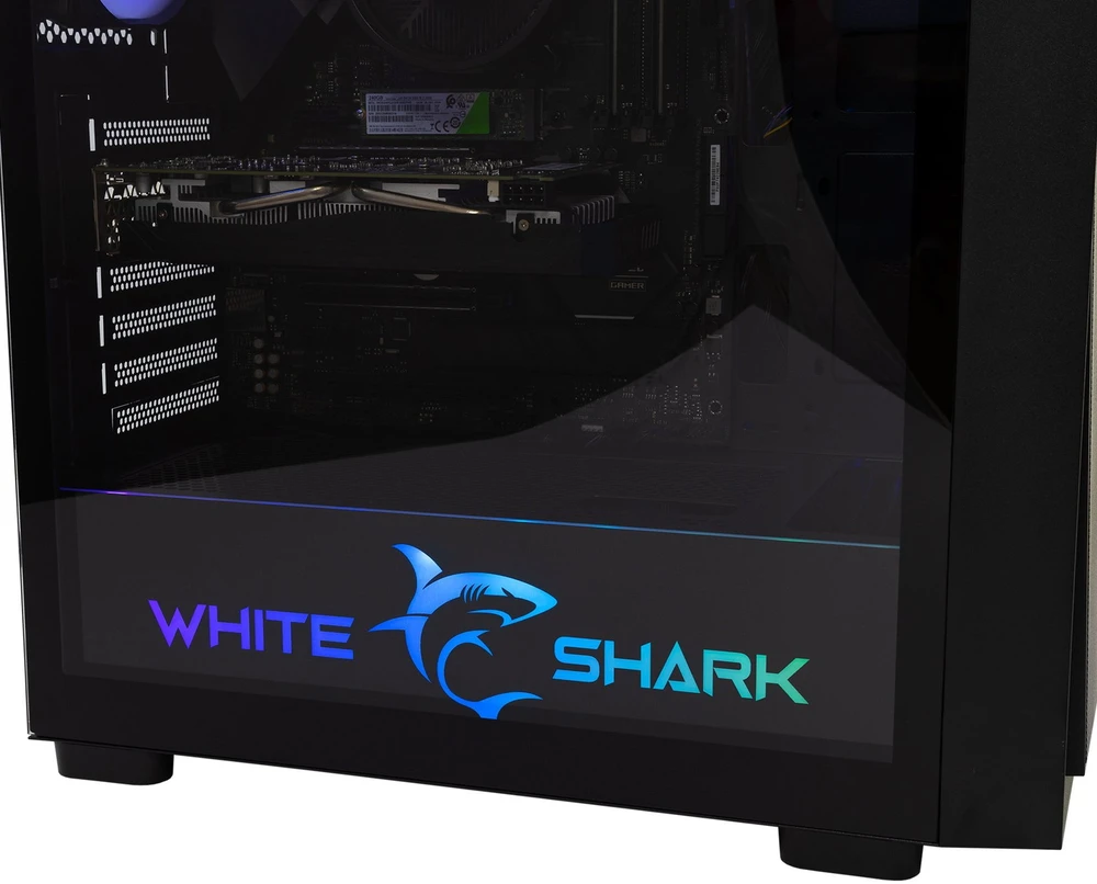 White Shark Kompiuterio korpusas su 4 RGB ventiliatoriais Baltas Shark Warhead-3, 12 cm, juodas