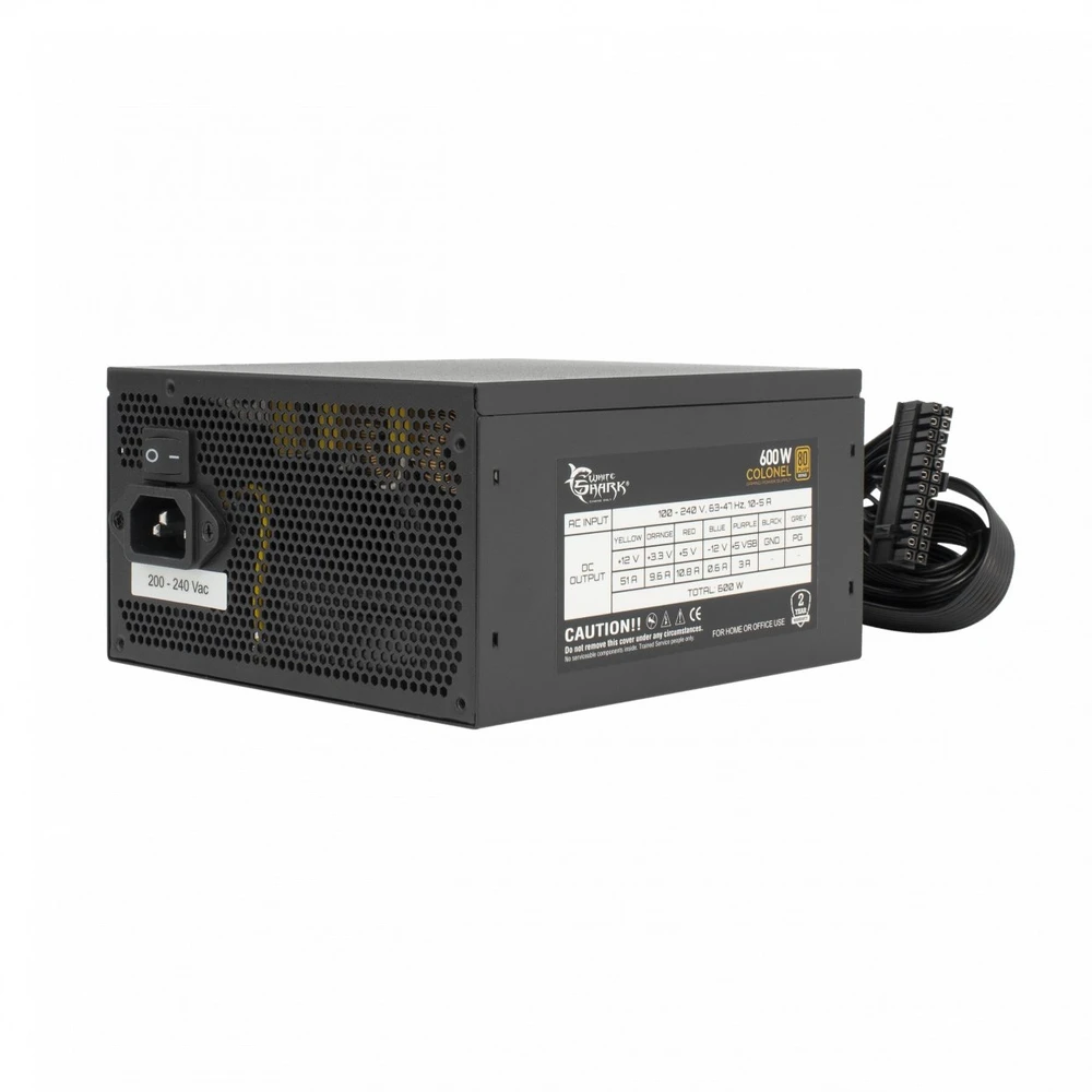 White Shark Kompiuterio maitinimo blokas 80 PLUS Bronze Baltas Shark Colonel, 600 W