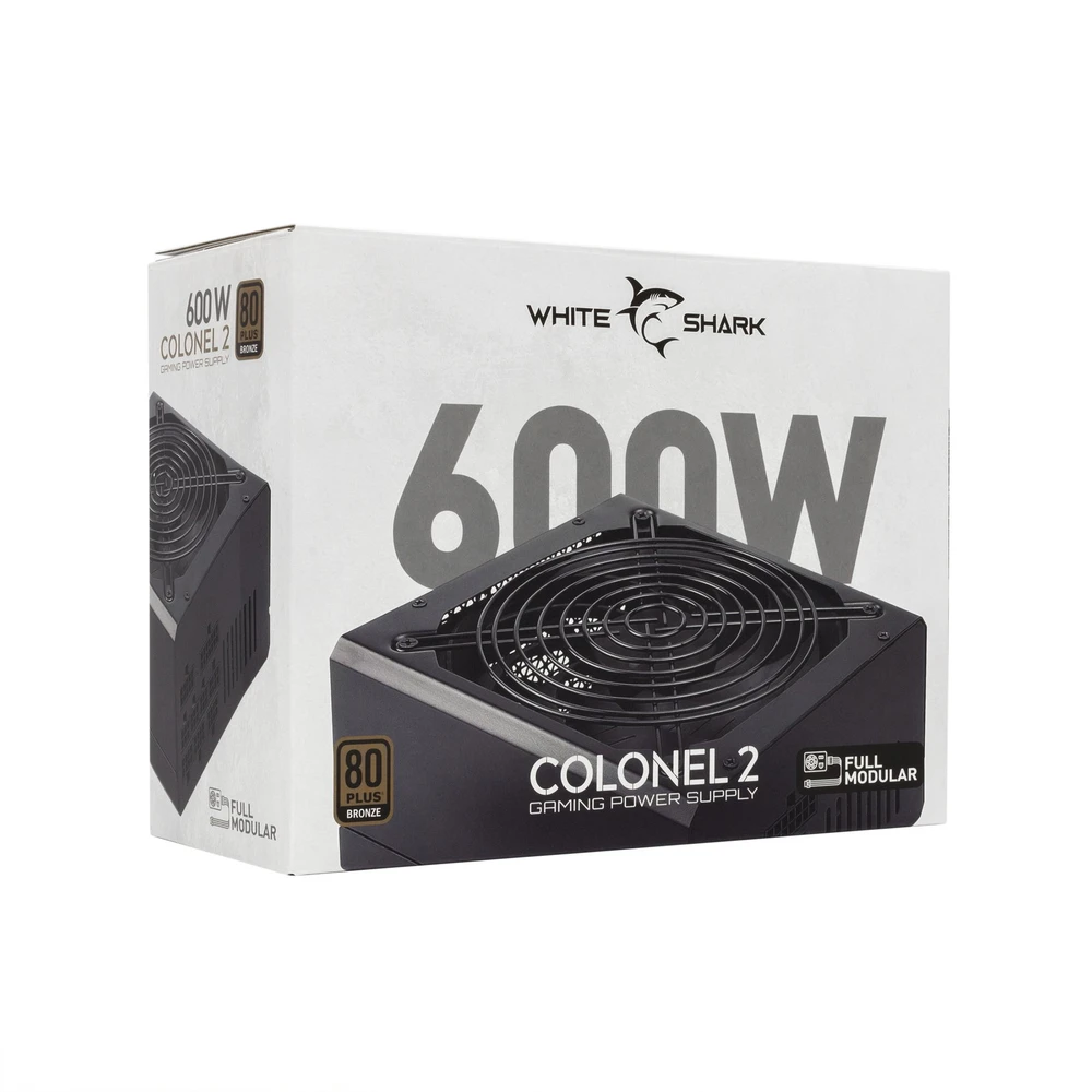 White Shark Kompiuterio maitinimo blokas Baltas Shark Colonel-2, 600 W, juodas