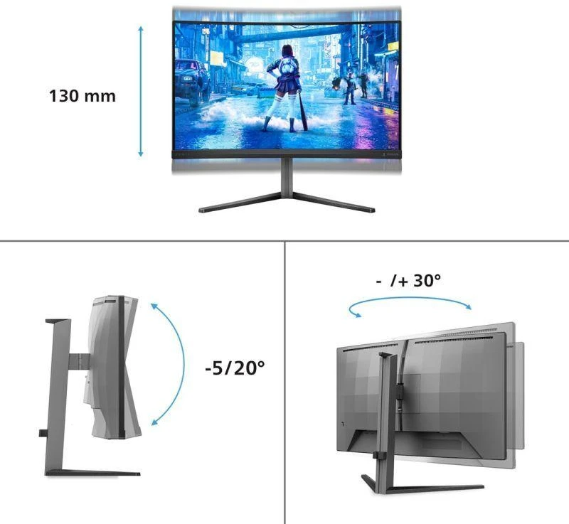 Monitorius Philips Evnia 27M2C5200W/00, 27", VA, 1920 x 1080, 280 Hz,  300 cd/m²