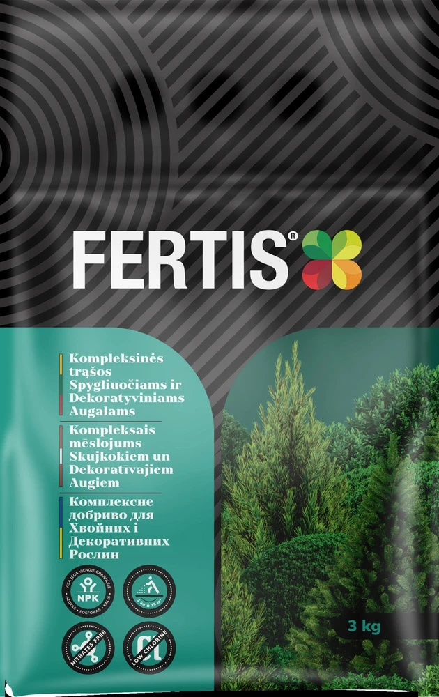 Kompleksinės trąšos Spygliuočiams ir dekoratyviniams augalams FERTIS, 3kg